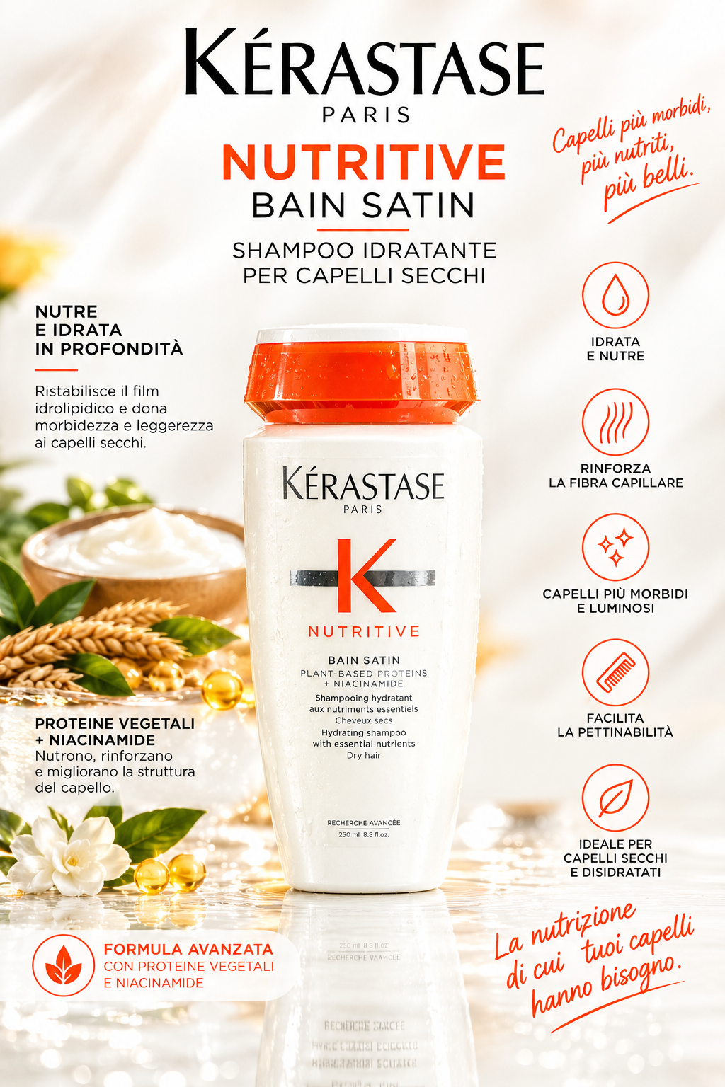 Kérastase Nutritive Bain Satin 250 ml – Shampoo Idratante per Capelli Secchi