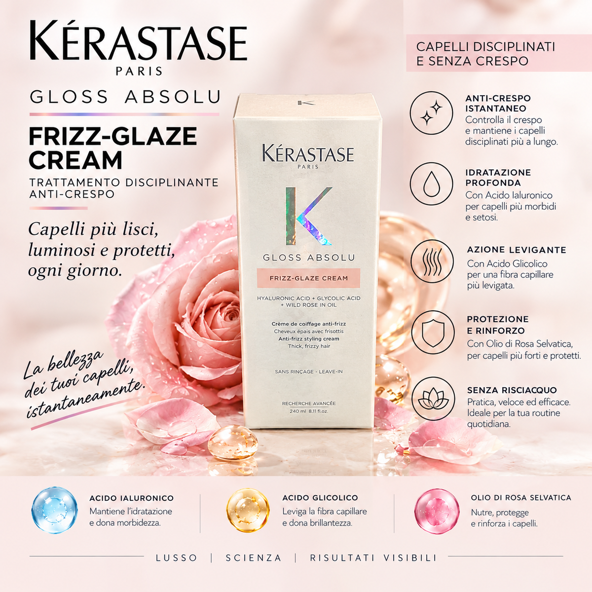 Kérastase Gloss Absolu Frizz-Glaze Cream 240 ml – Crema Leave-In Anti-Crespo
